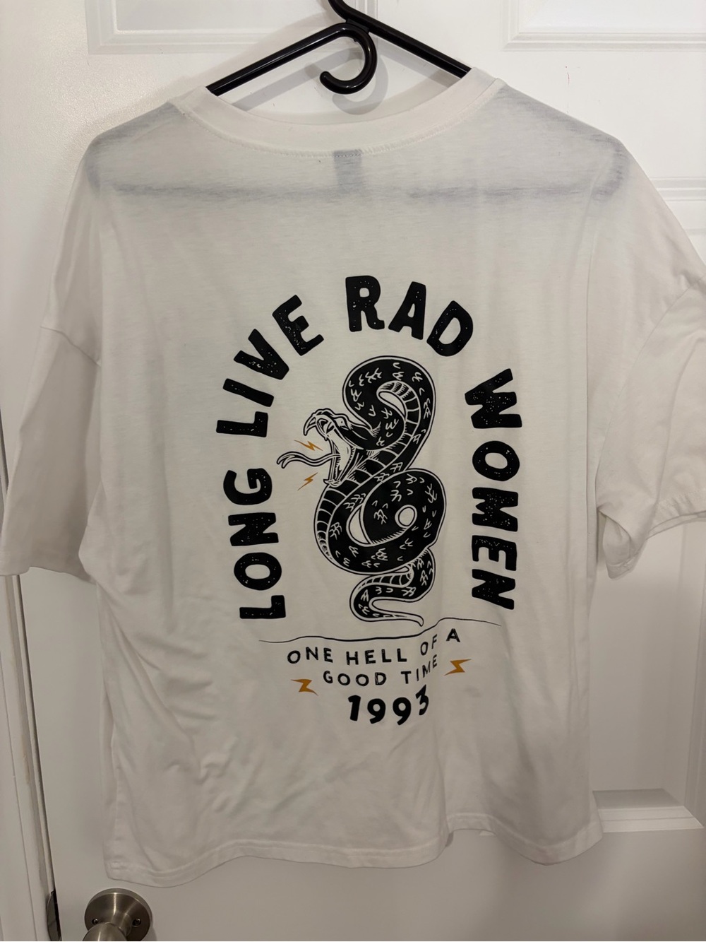 SHEIN White Short Sleeve 'Long Live Rad Women' Graphic Tee - Large